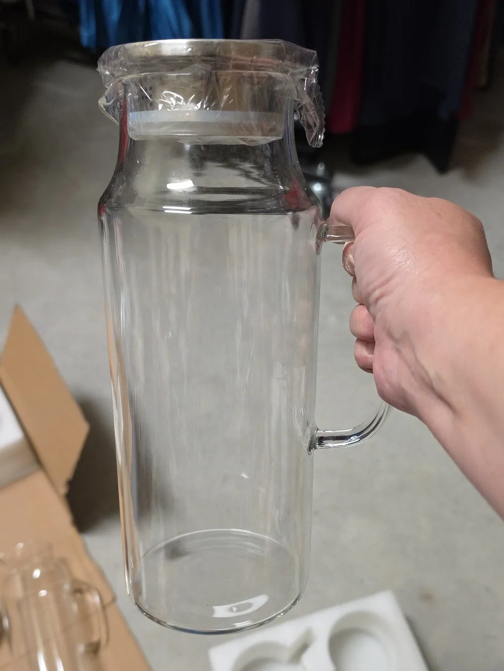 New Glass Beverage Pitcher with Stainless Lid - Clear